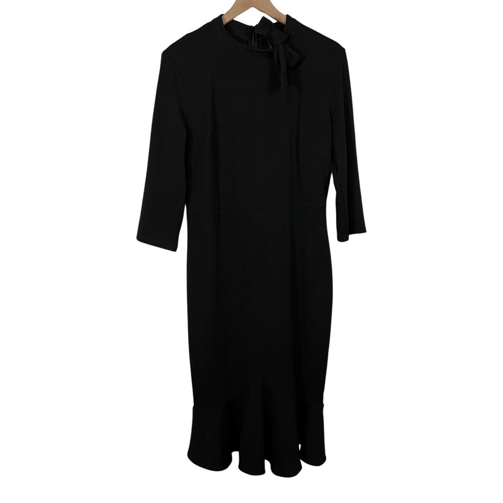 VF Show women's size XXL Bow Neck tie bodycon midi Black Dress